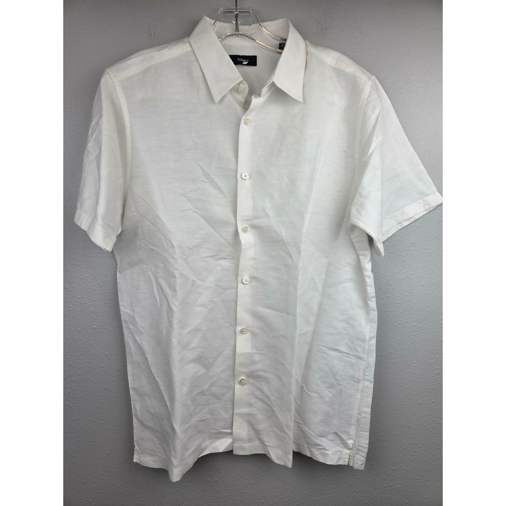 Theory Irving SS Essential Linen Twill Shirt Mens Medium White L1273511